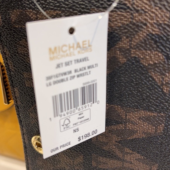 MICHAEL KORS LARGE DOUBLE ZIP WRISTLET WALLET BLK - Picture 10 of 16